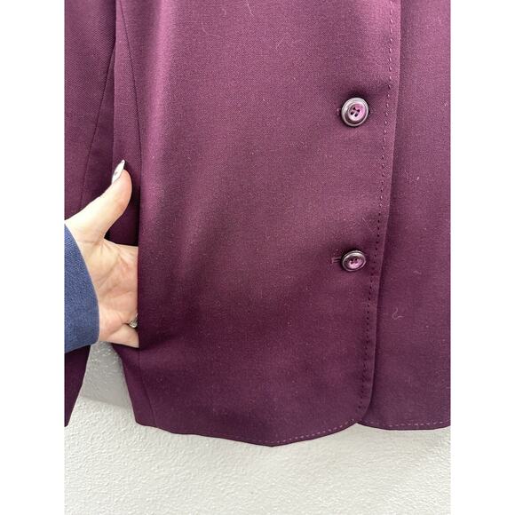 Sag Harbor Womens Blazer Size 6 Purple Pure Wool Three Button Up - Picture 4 of 12
